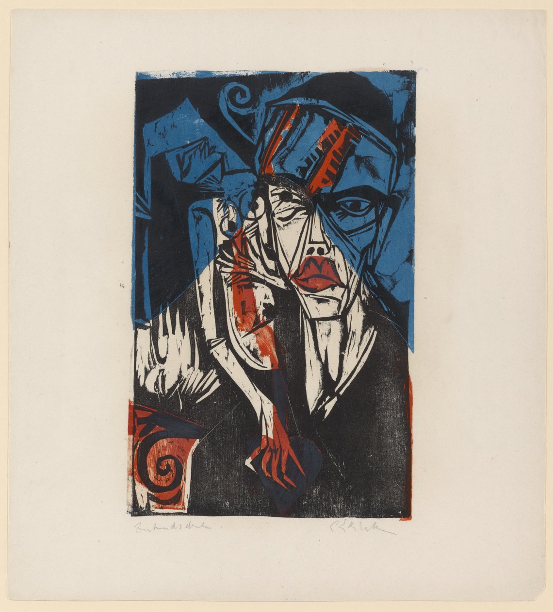 Illustrasjon for Peter Schlemihl av Adalbert von Chamisso, 1915 (fargetresnitt) av Ernst Ludwig Kirchner
