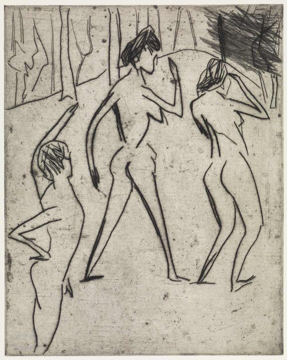 Badende som går inn i skogen / Hippodrom av Ernst Ludwig Kirchner