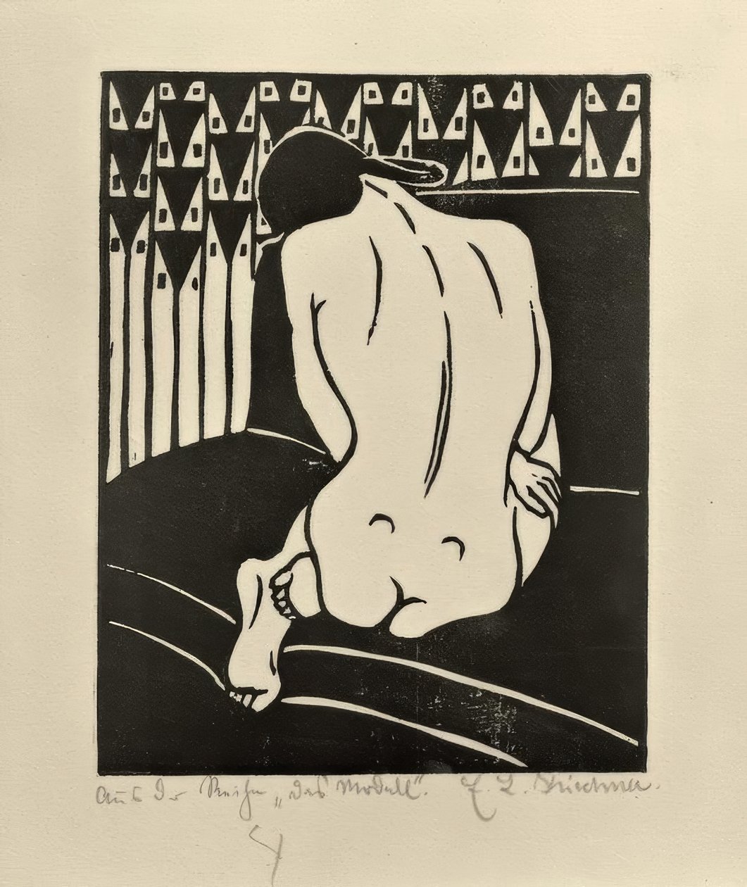 Krøkkende handling, sett bakfra av Ernst Ludwig Kirchner