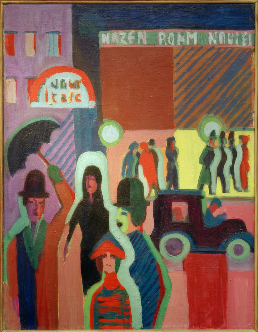 Varehus i regnet av Ernst Ludwig Kirchner
