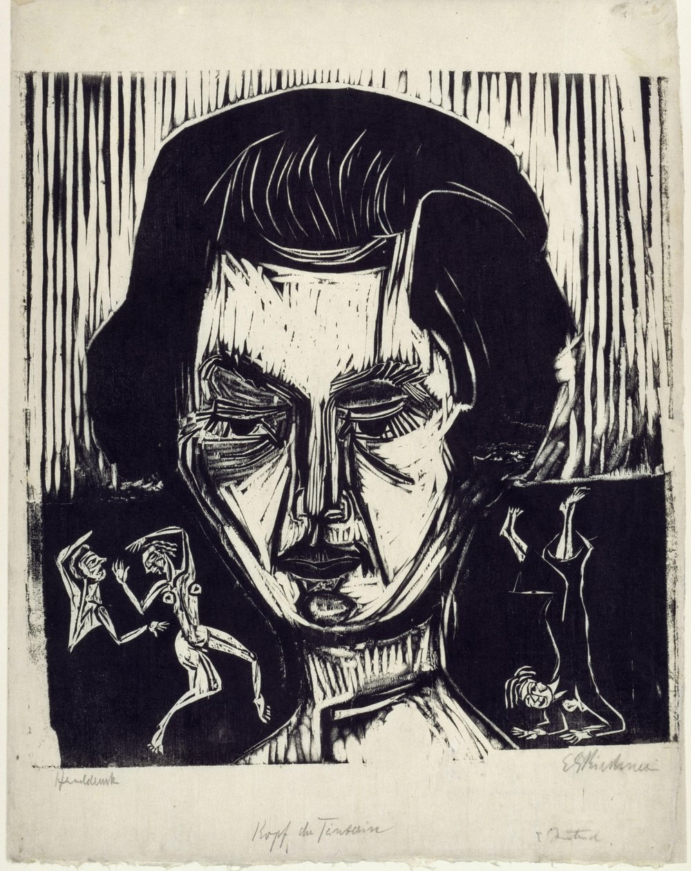 Hodestudie av Nina Hard av Ernst Ludwig Kirchner