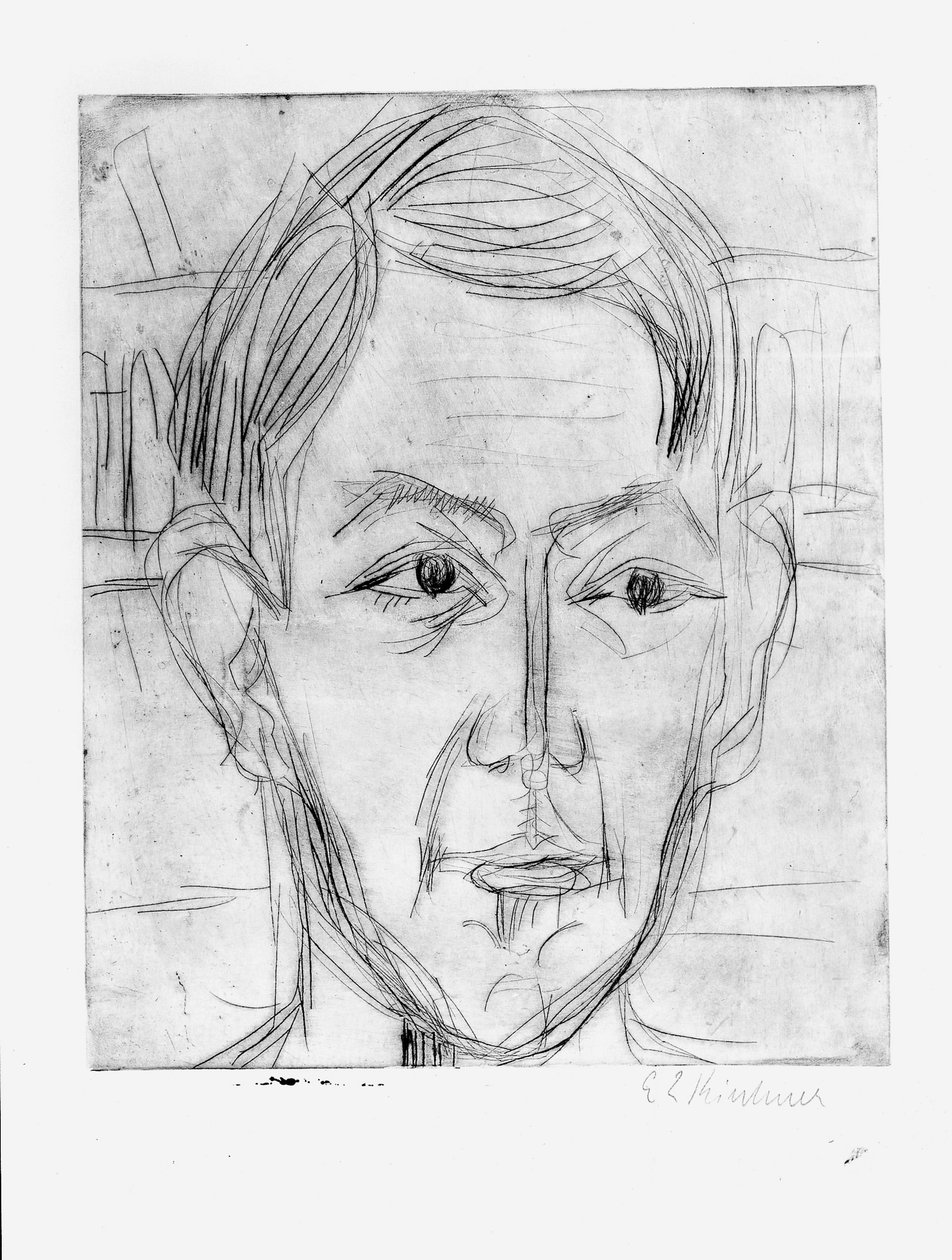 Hode av en ung mann (dr. Hans Bütow) av Ernst Ludwig Kirchner