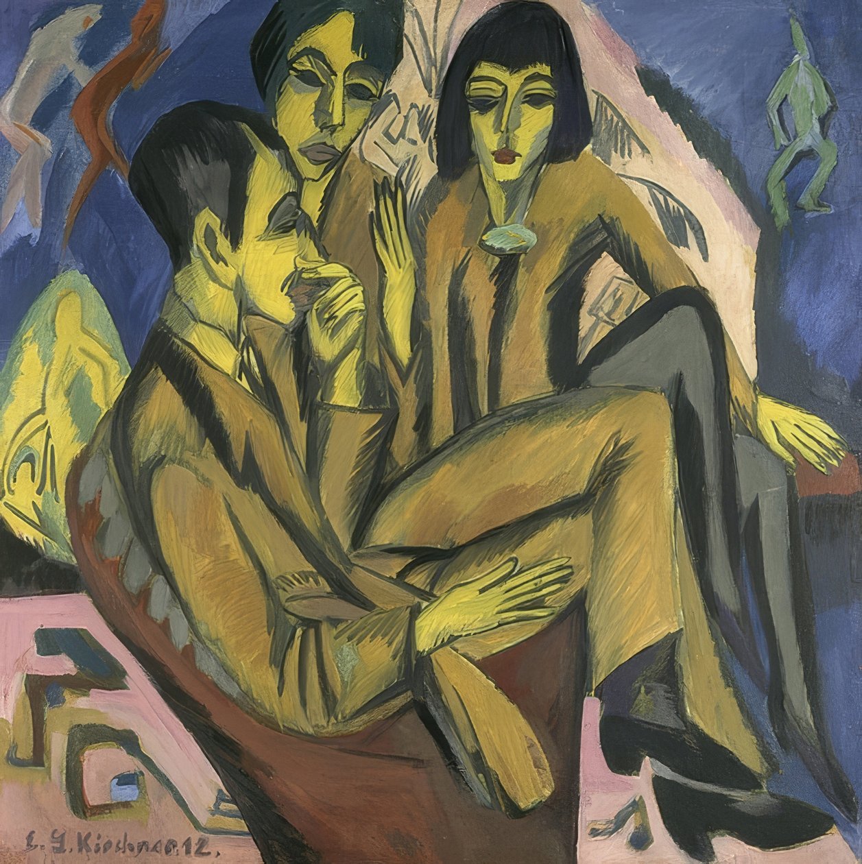 Artistgruppe (underholdning av artister). 1913 av Ernst Ludwig Kirchner