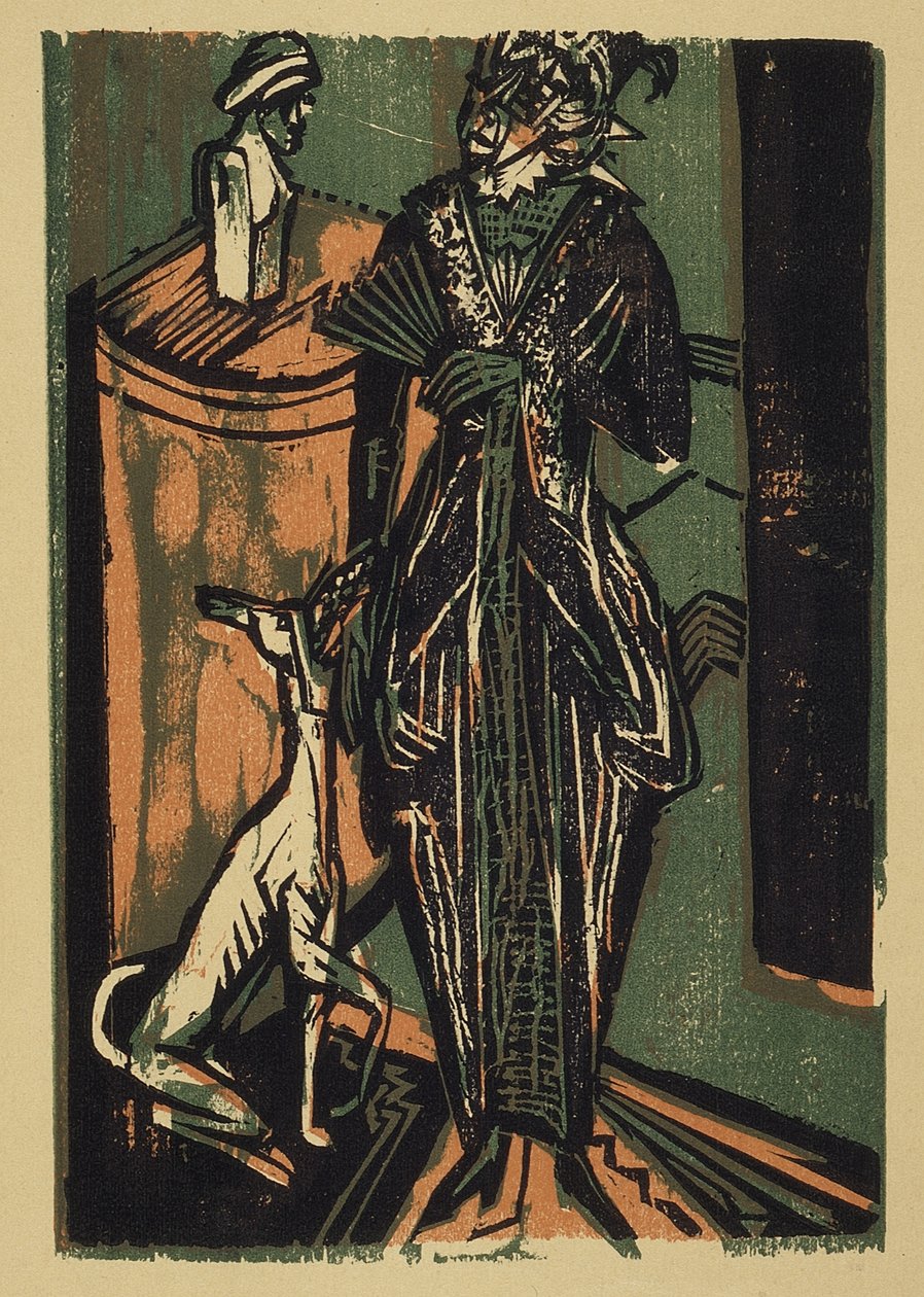 Lady with dog (Dame med hund) av Ernst Ludwig Kirchner