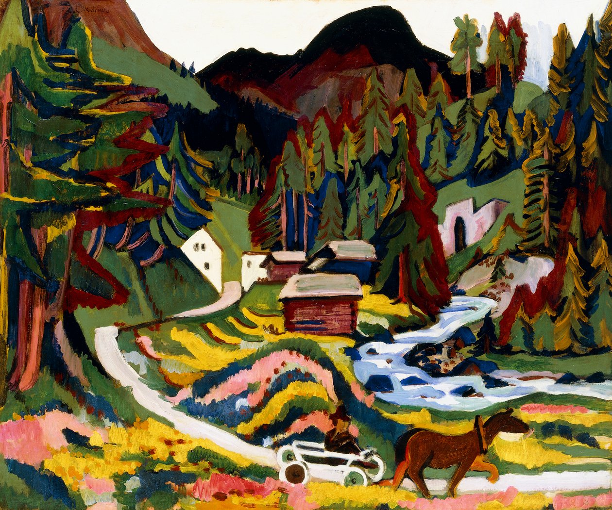 Landskap om våren, Sertig, 1924-25 av Ernst Ludwig Kirchner