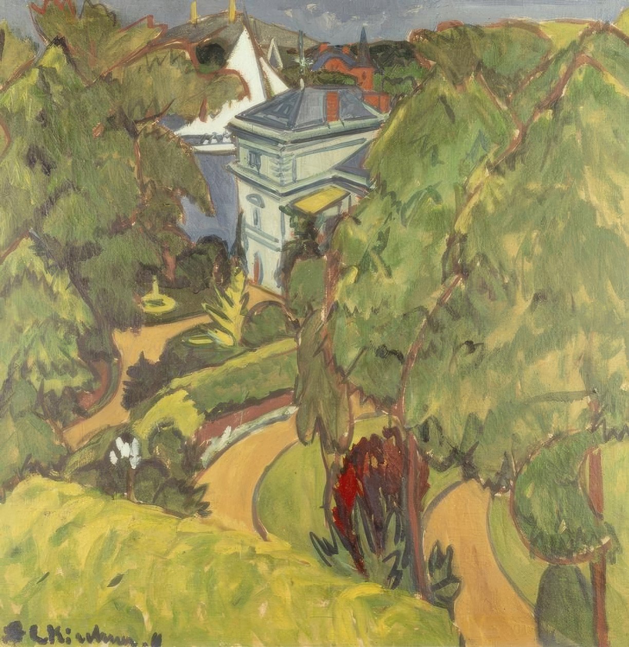 Landskap (villa nær Grünau) av Ernst Ludwig Kirchner