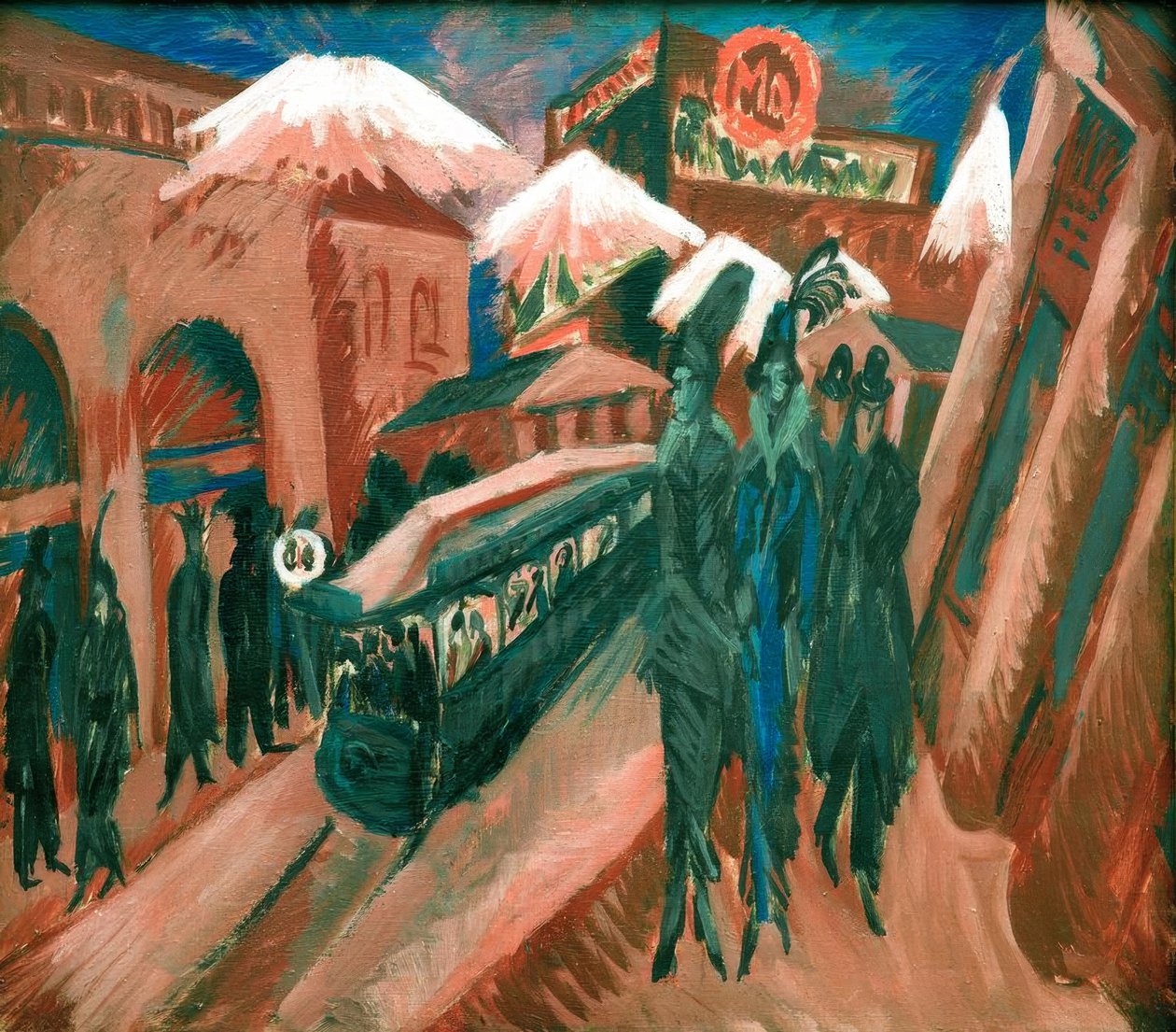 Leipziger Strasse med elektrisk tog av Ernst Ludwig Kirchner