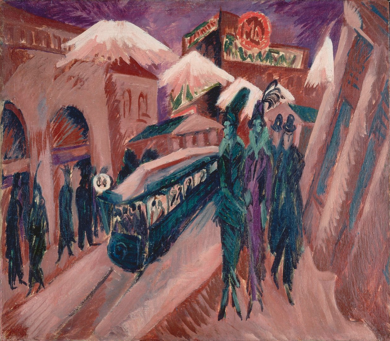 Leipziger Straße med elektrisk trikk av Ernst Ludwig Kirchner