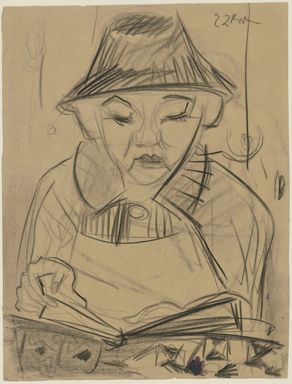 En gutt som leser av Ernst Ludwig Kirchner