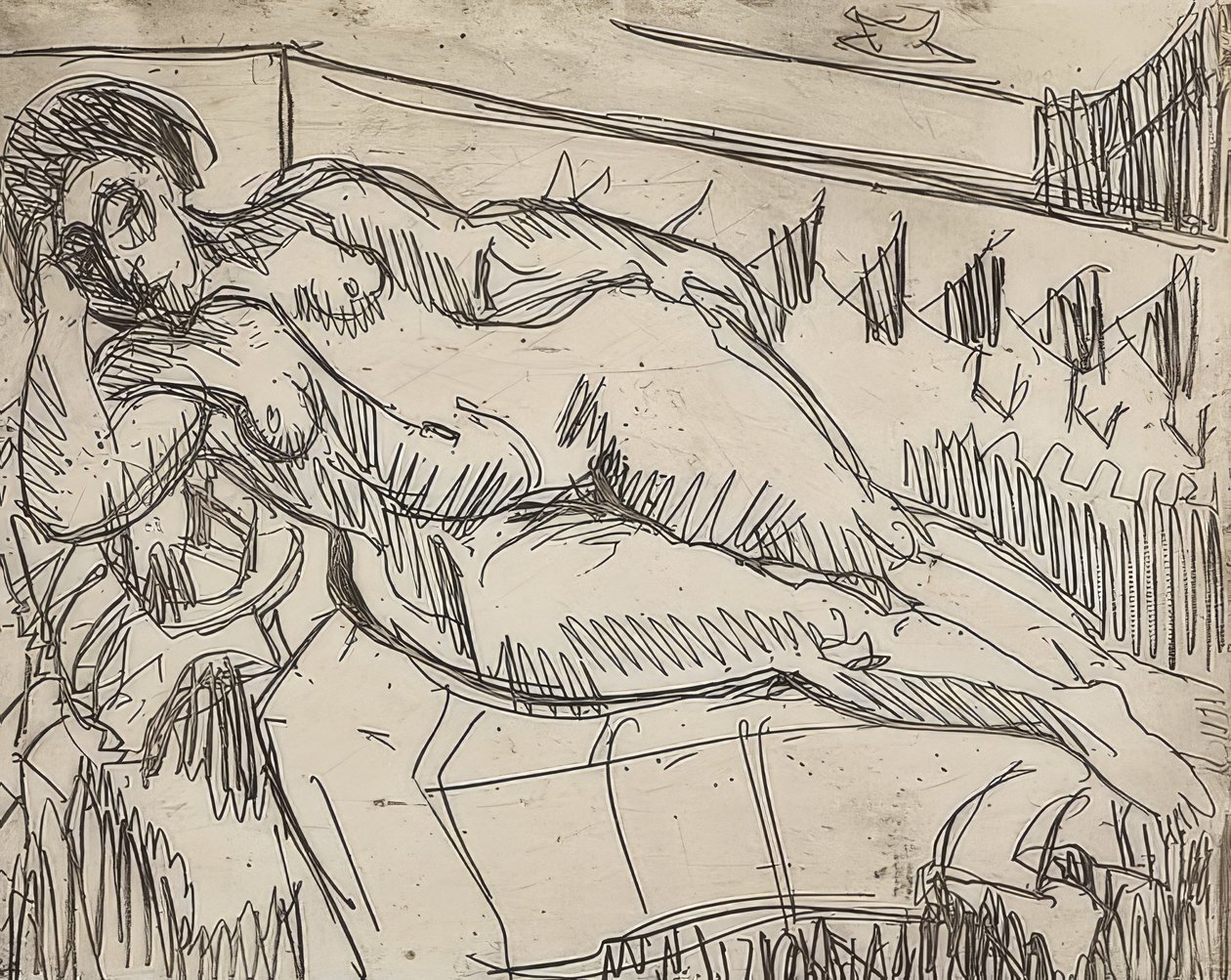 Liggende fil. 1927 av Ernst Ludwig Kirchner