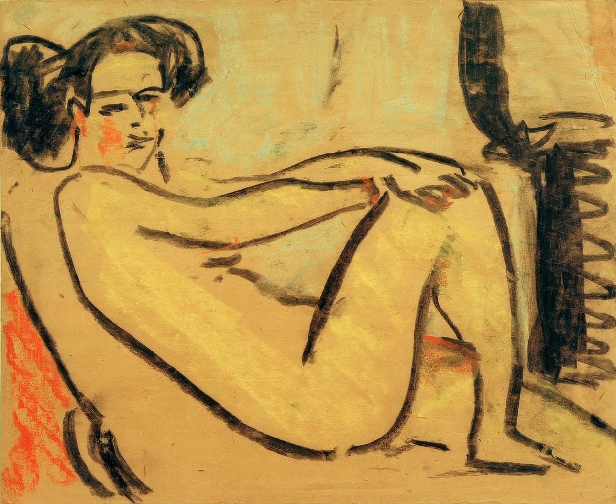 Jente som ligger ved komfyren av Ernst Ludwig Kirchner