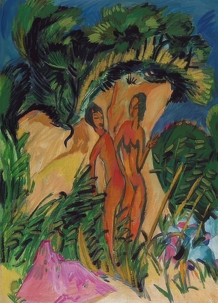 Jenter på Fehmarn. 1913 av Ernst Ludwig Kirchner