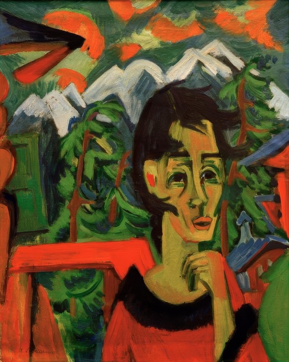 Jente i hårføneren av Ernst Ludwig Kirchner