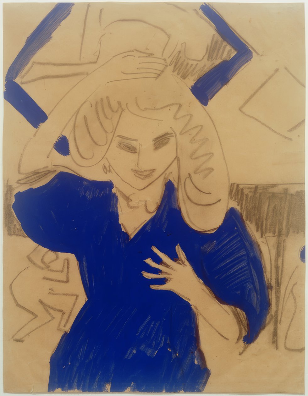 Jente i blå kjole av Ernst Ludwig Kirchner