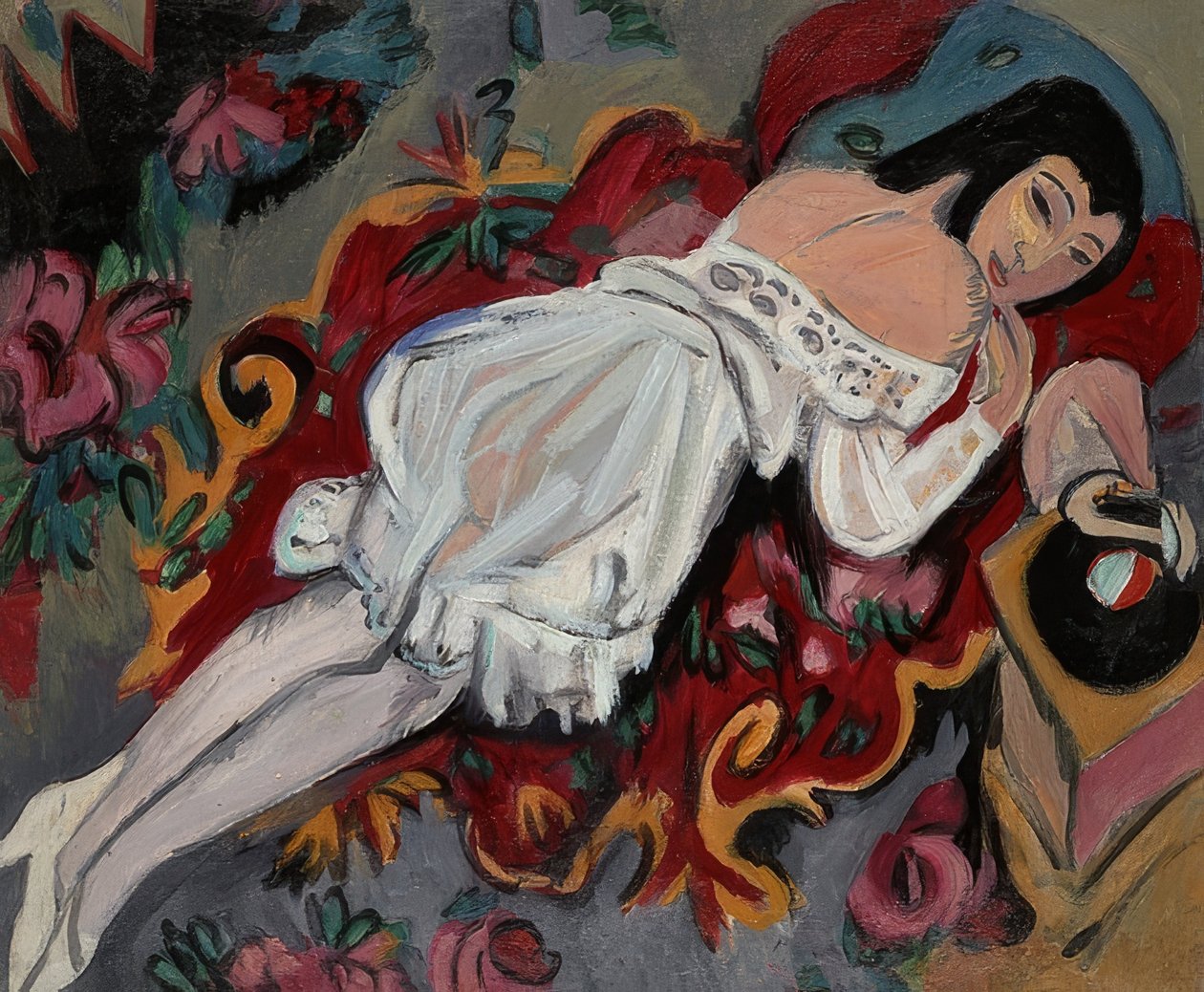 Jente i hvit skjorte. 1914 av Ernst Ludwig Kirchner