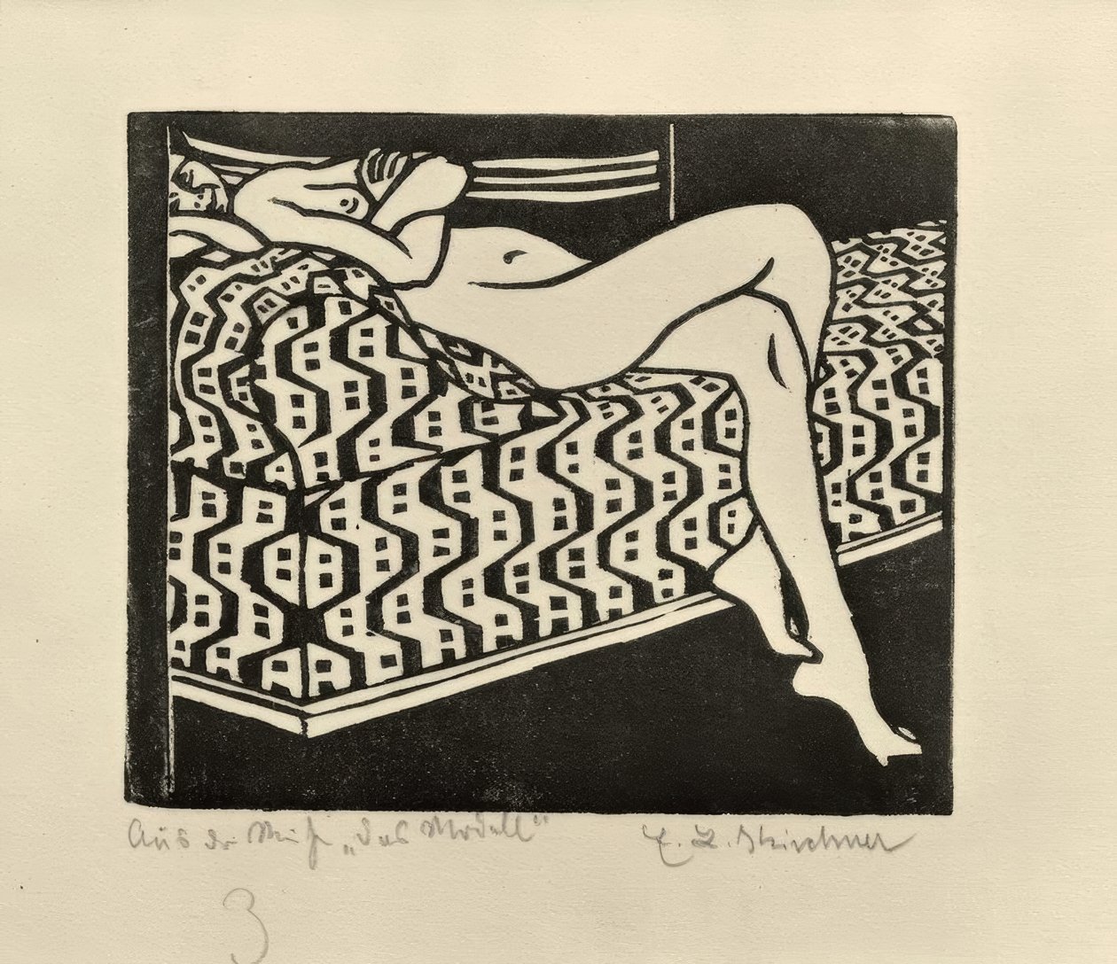 Naken jente på sofaen av Ernst Ludwig Kirchner