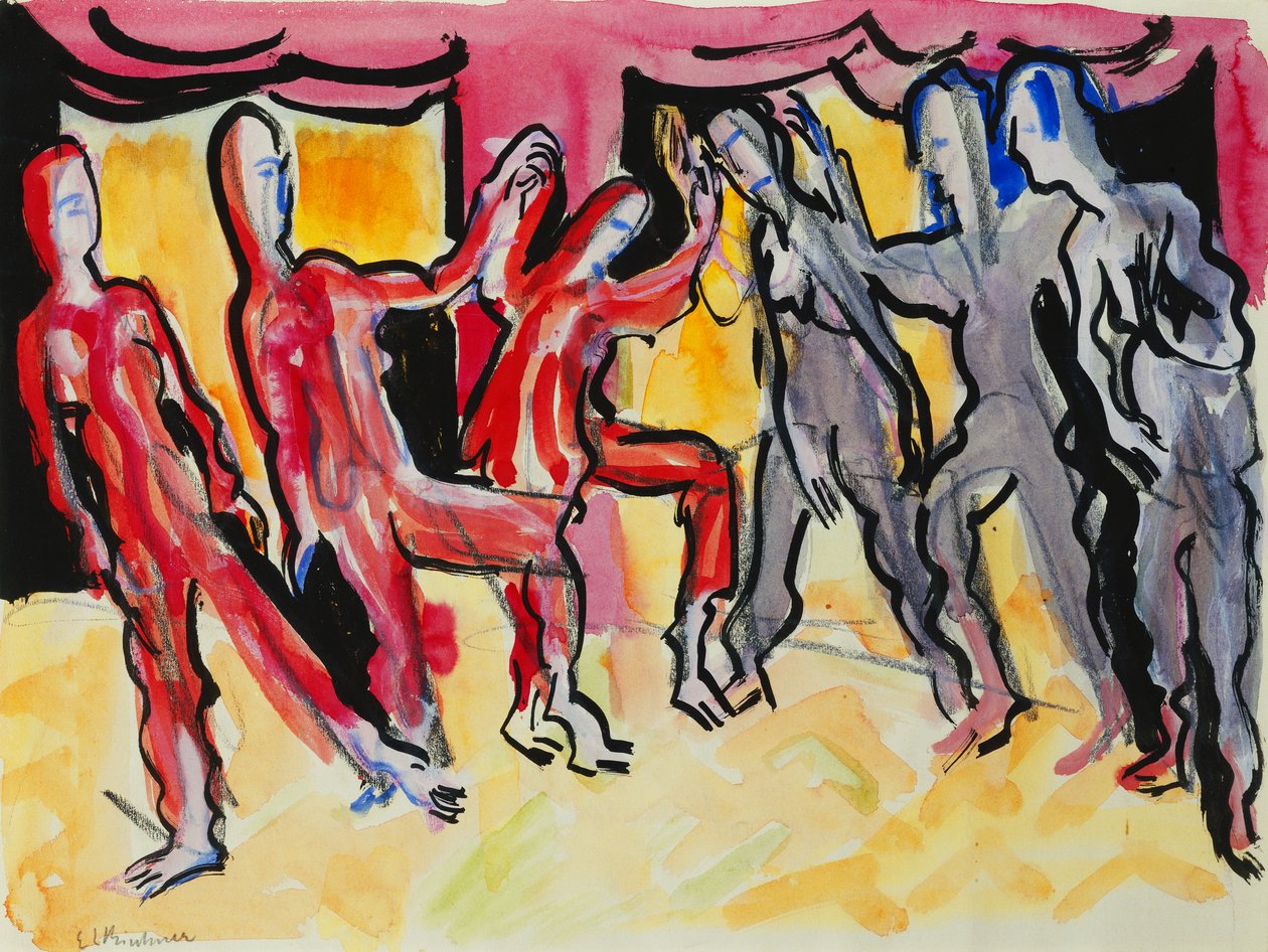 Mary Wigman dansegruppe av Ernst Ludwig Kirchner