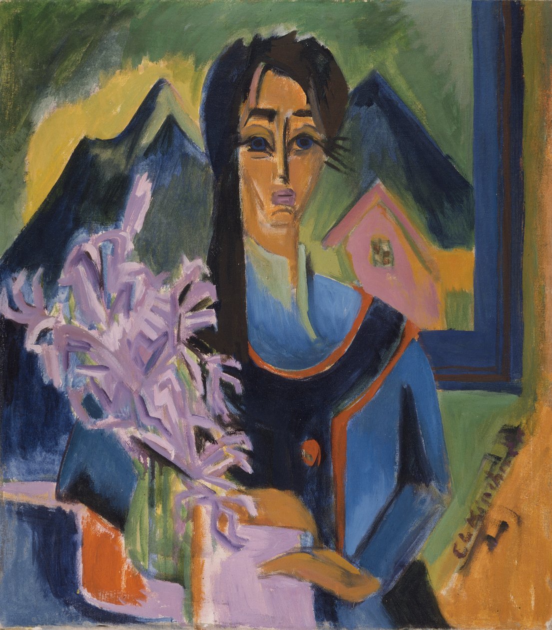 Maryli (Ung kvinne med bukett nelliker) av Ernst Ludwig Kirchner