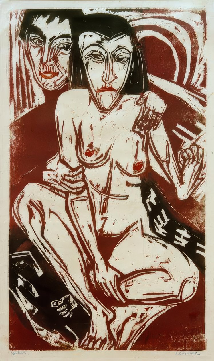 Melankoli (selvportrett med Erna) av Ernst Ludwig Kirchner