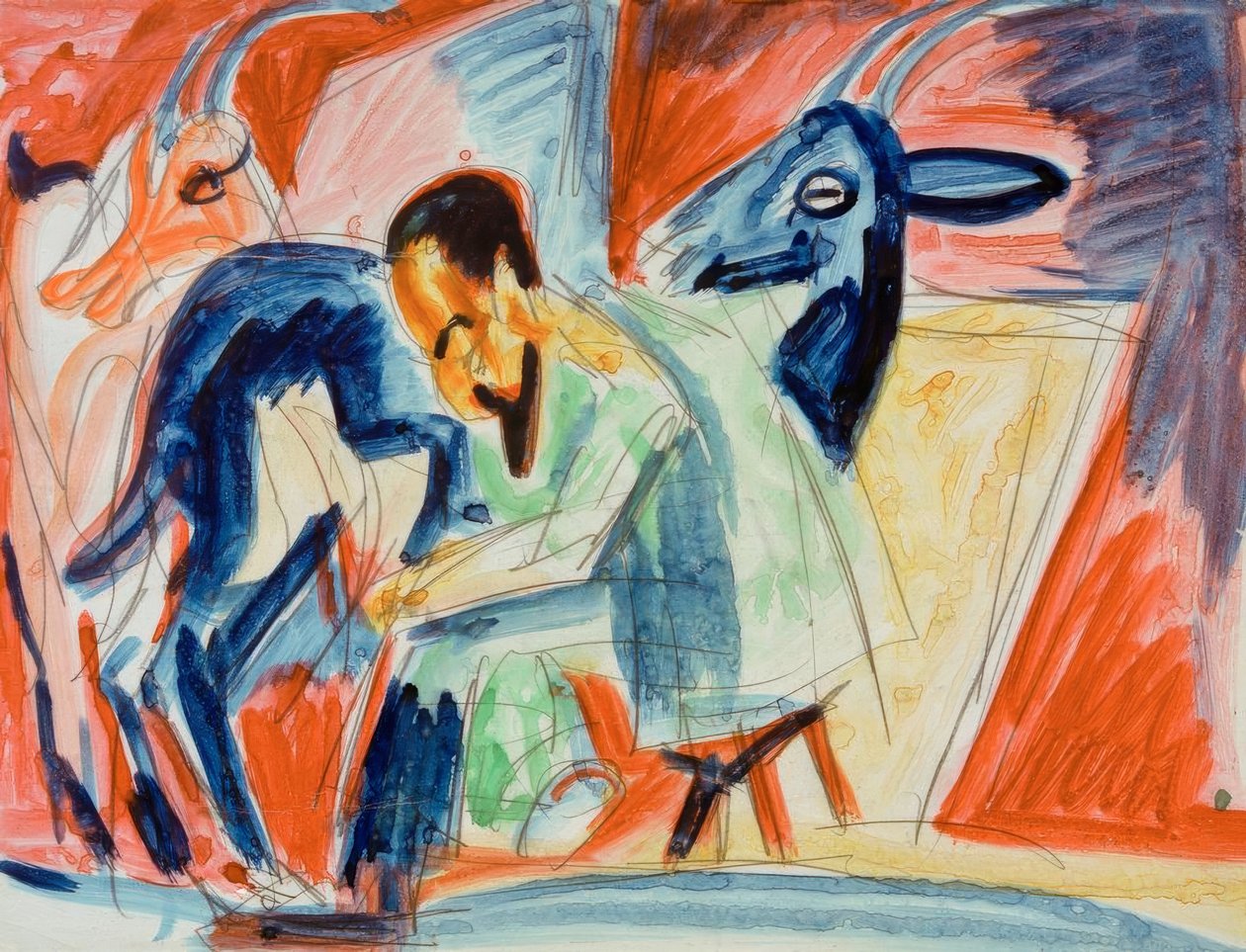 Melkebonde (geitemelker) av Ernst Ludwig Kirchner