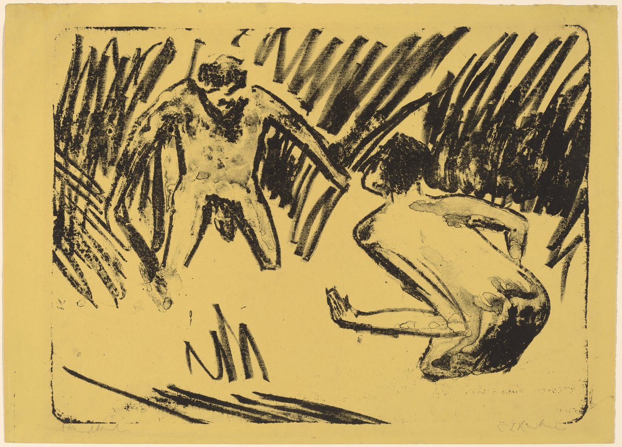 Menn som plasker i sivet av Ernst Ludwig Kirchner