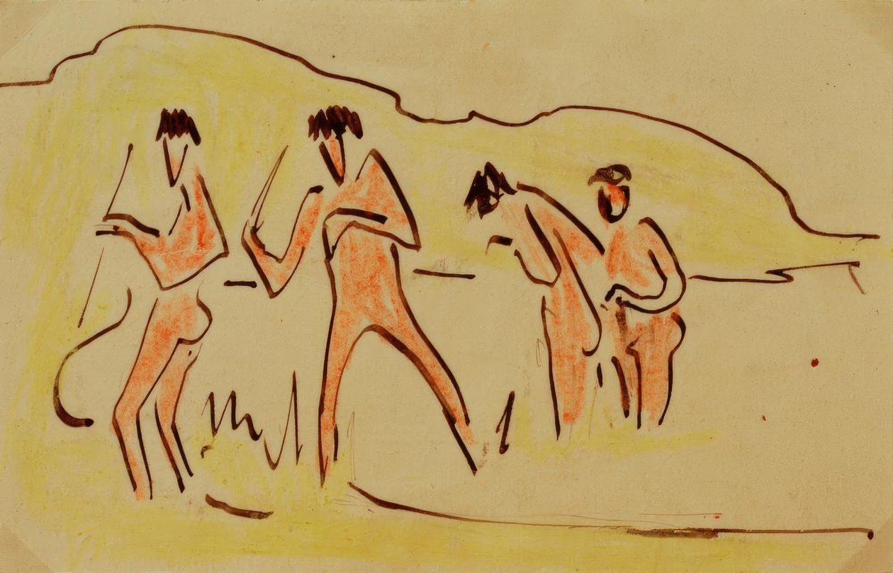 Badende som kaster siv av Ernst Ludwig Kirchner