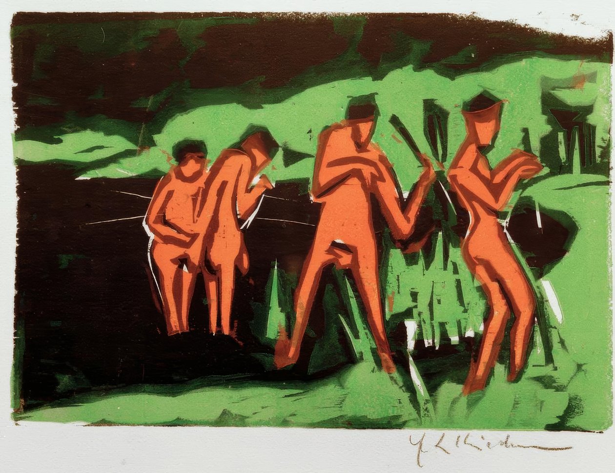 Badende som kaster siv av Ernst Ludwig Kirchner