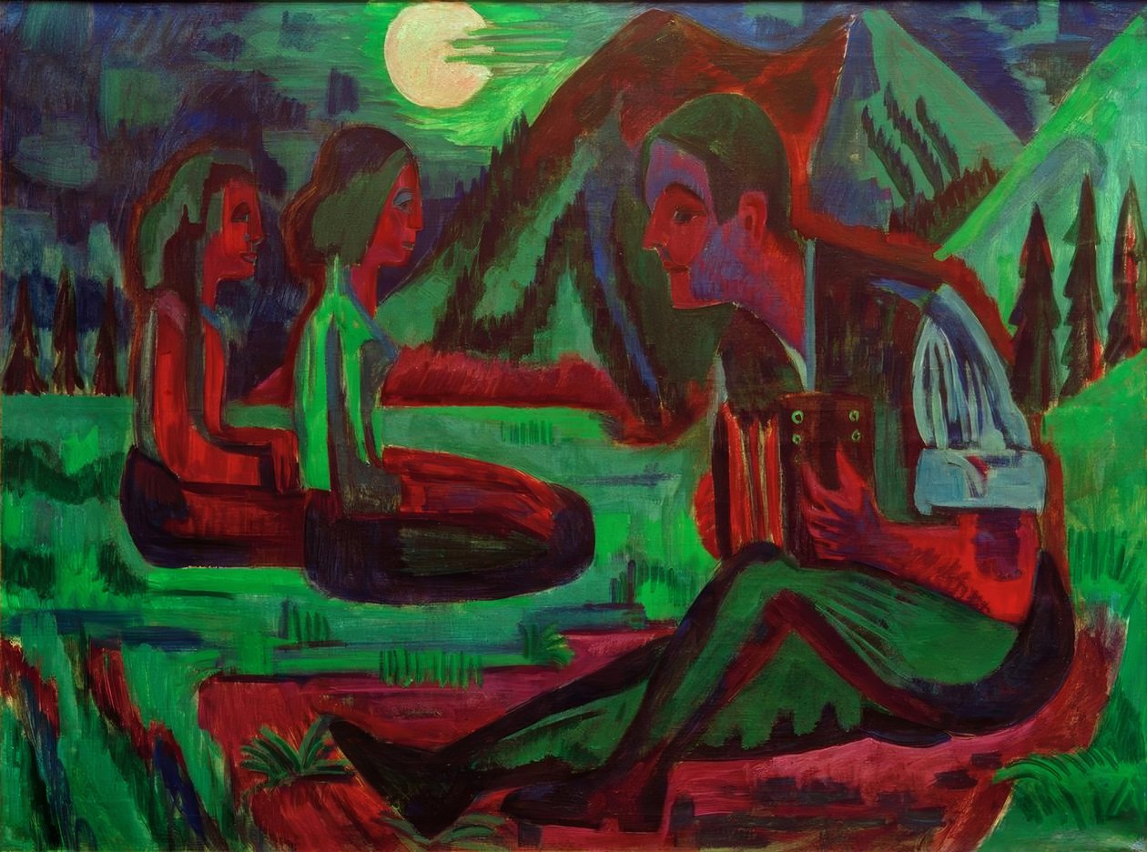 Mondnacht; Handorgler i Mondnacht av Ernst Ludwig Kirchner