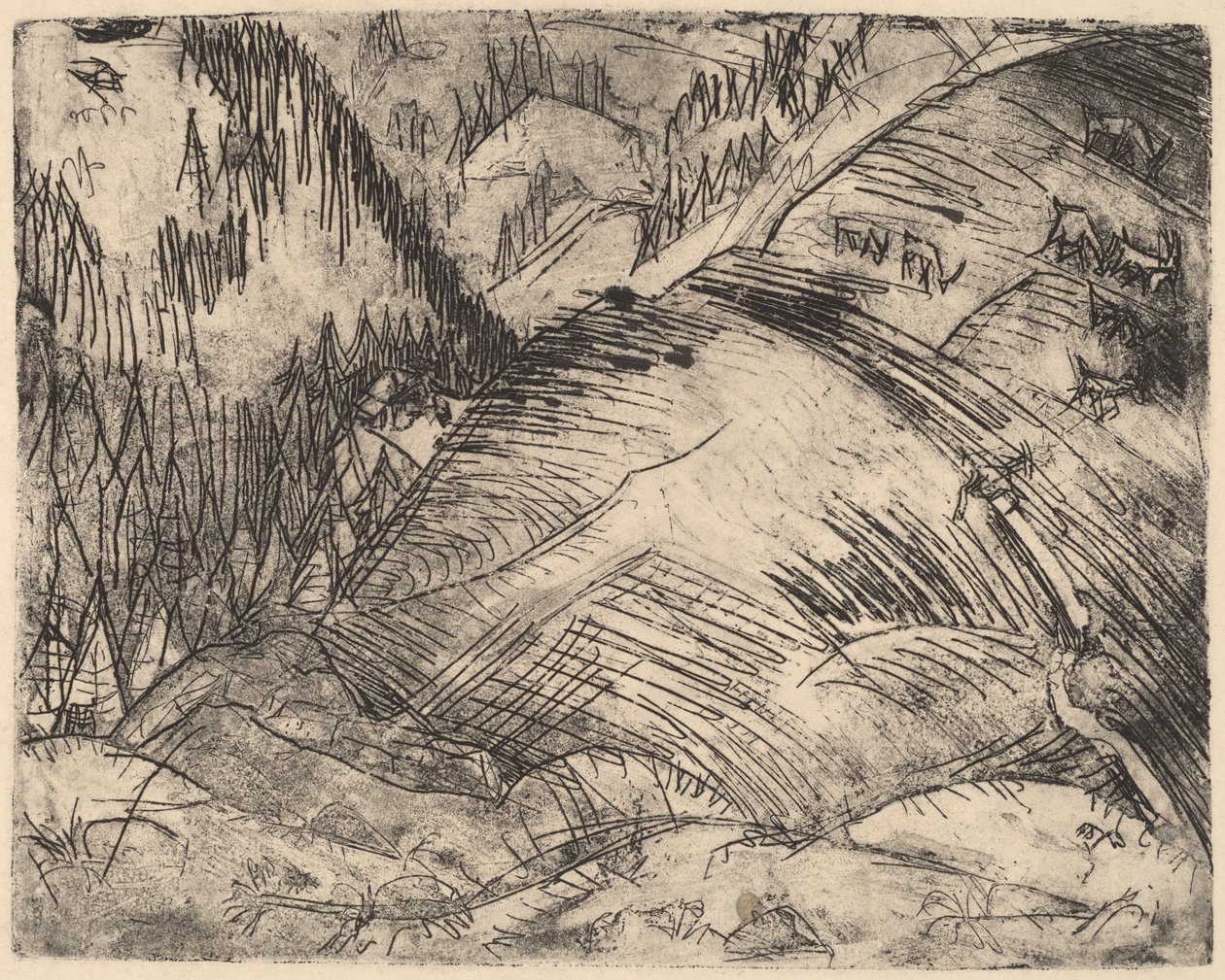 Fjellbakke med geiter av Ernst Ludwig Kirchner