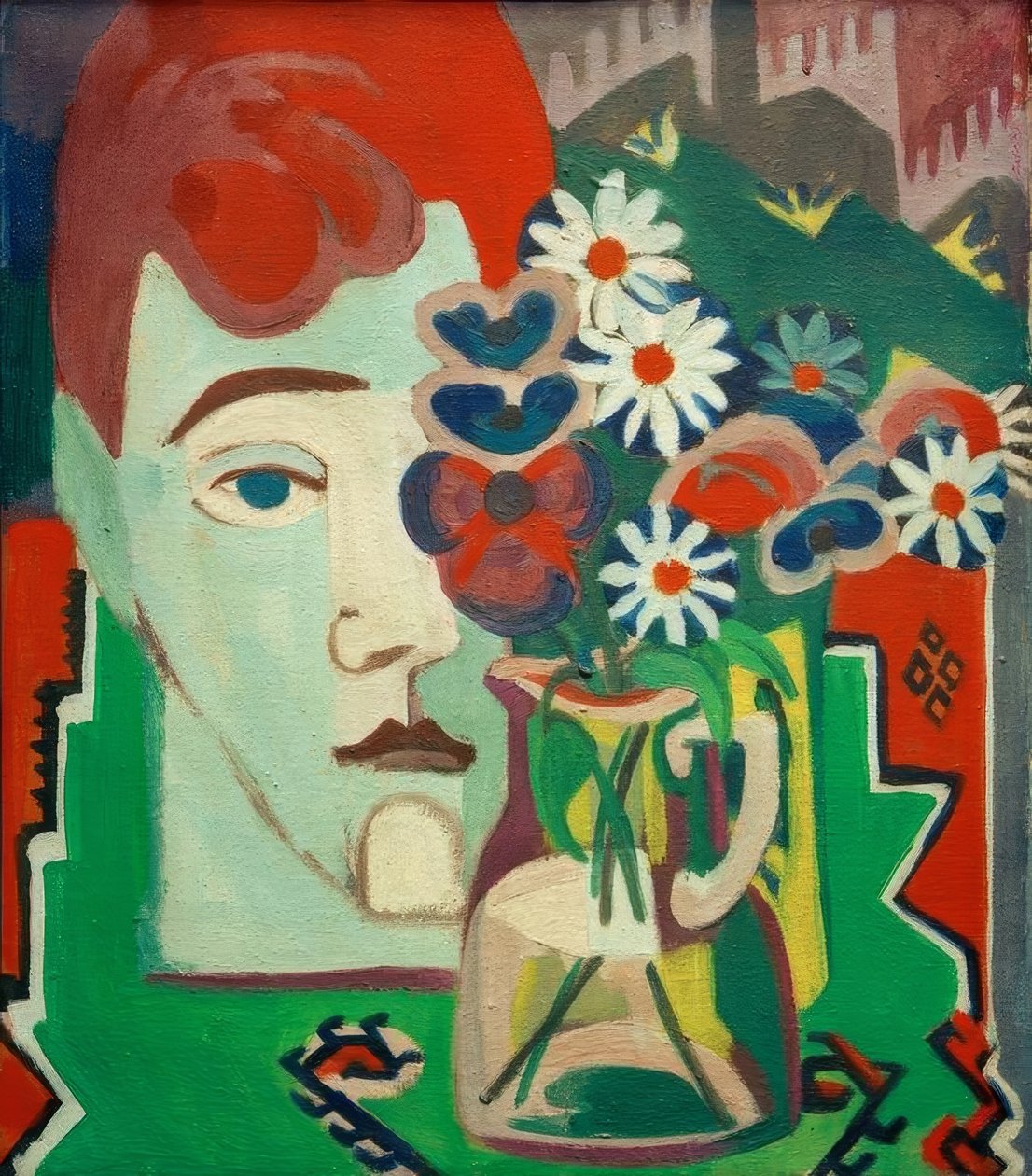 Millers hode med blomster av Ernst Ludwig Kirchner