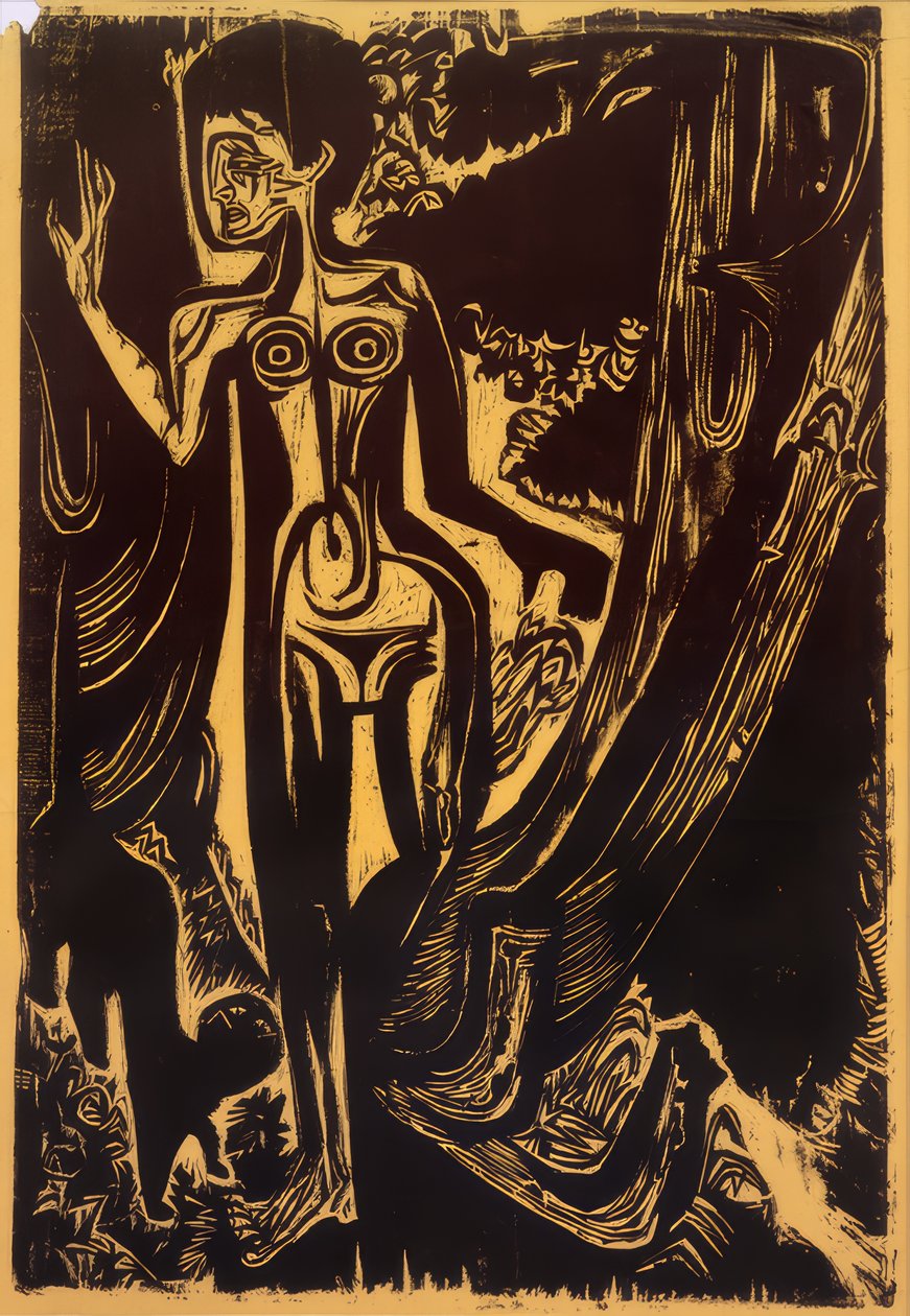 Naken kvinne i skogen av Ernst Ludwig Kirchner