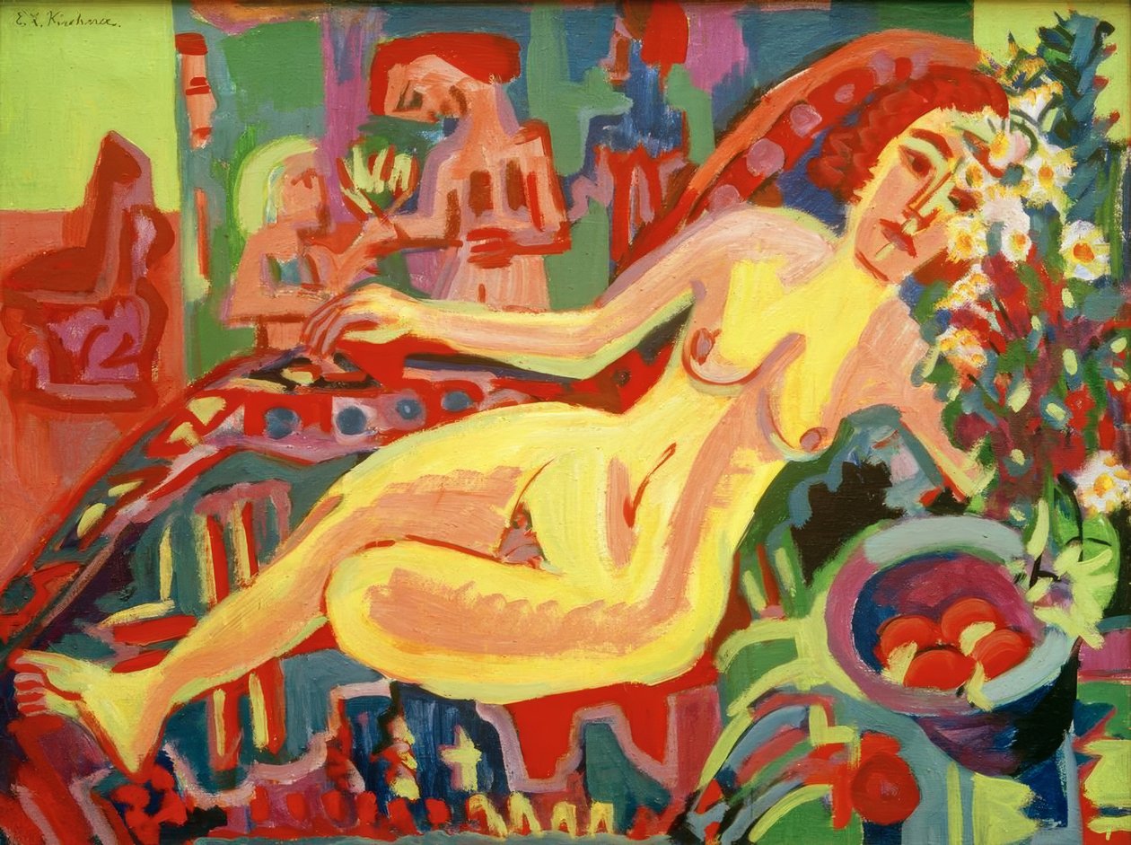 Naken jente på divan av Ernst Ludwig Kirchner