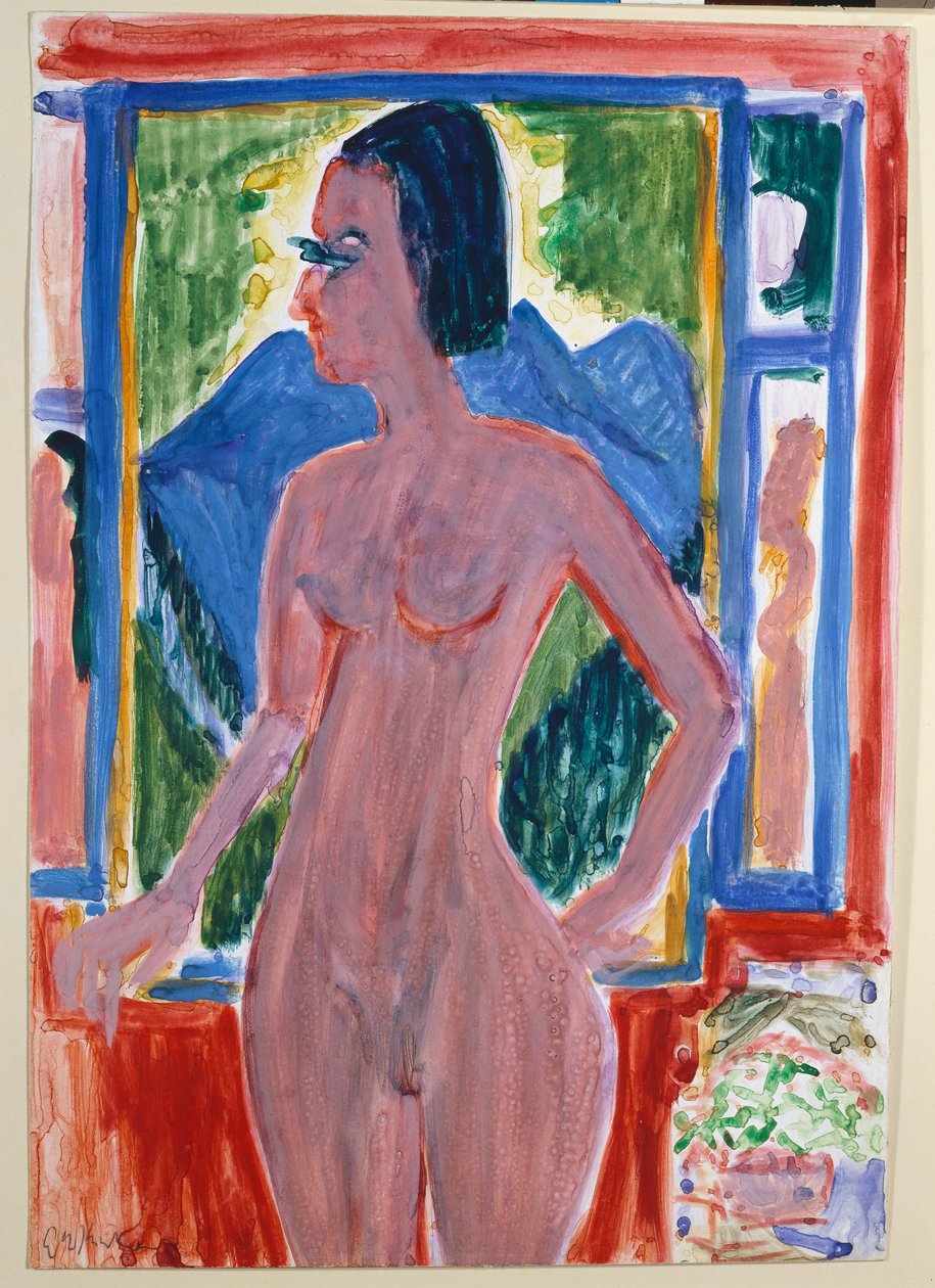 Naken kvinne ved vinduet av Ernst Ludwig Kirchner