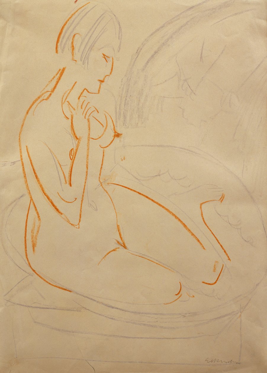 Naken; Akt, av Ernst Ludwig Kirchner