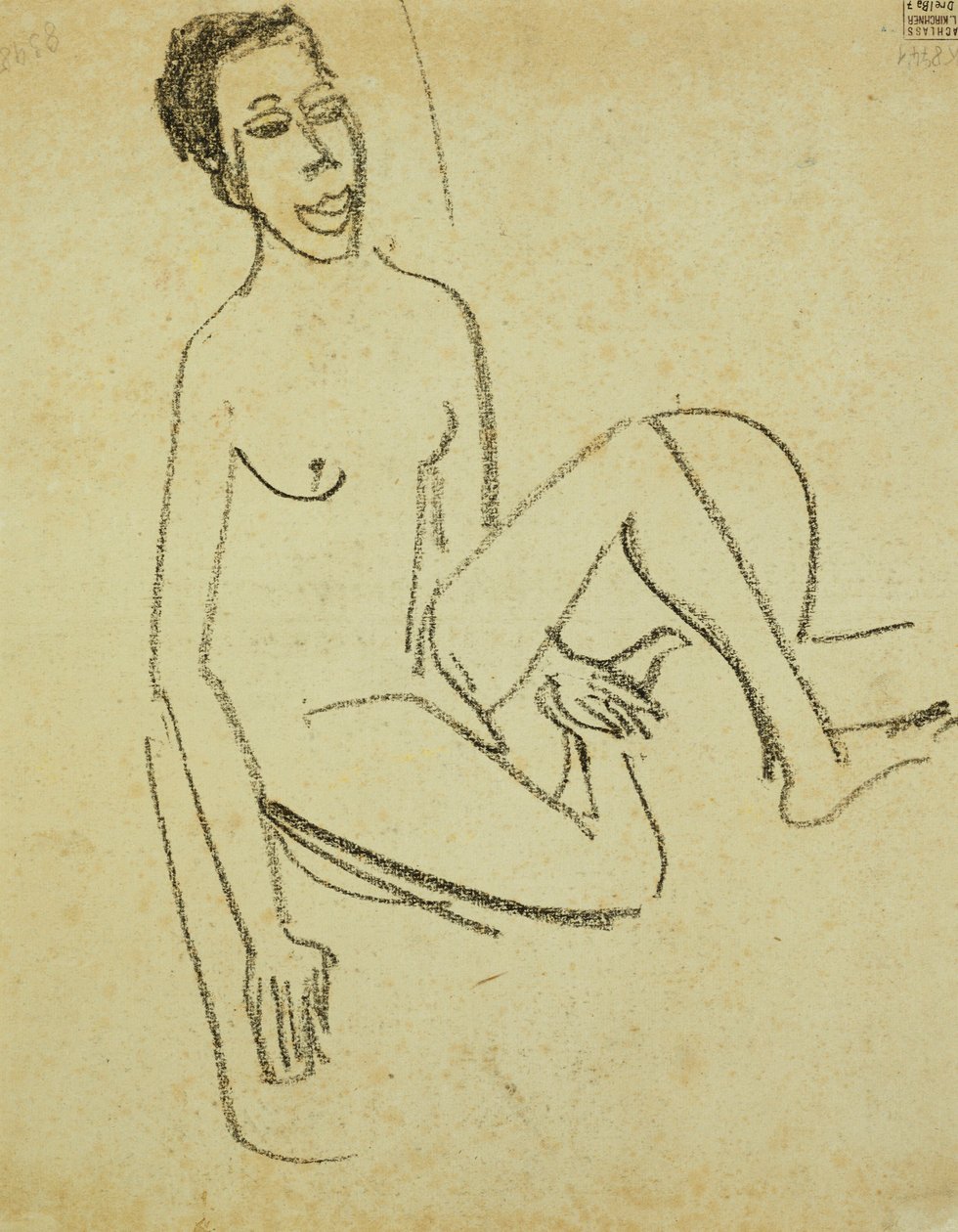 naken gutt; gutt naken av Ernst Ludwig Kirchner