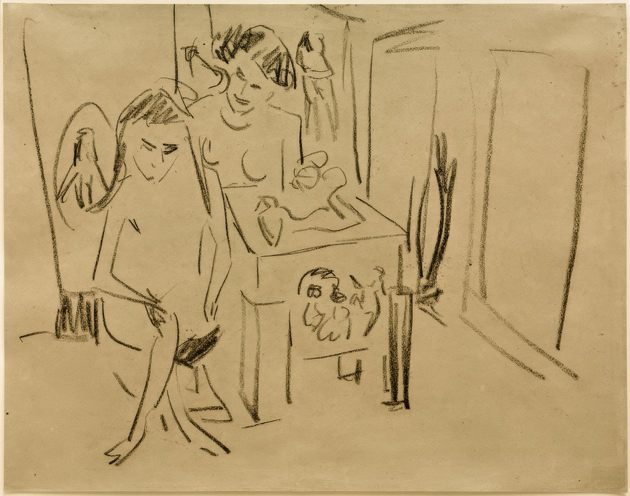 Uten tittel (Dodo og Fränzi i studio) av Ernst Ludwig Kirchner