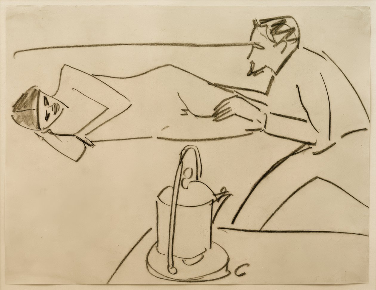 Uten tittel (Liegende Fränzi i samtale med Erich Heckel) av Ernst Ludwig Kirchner