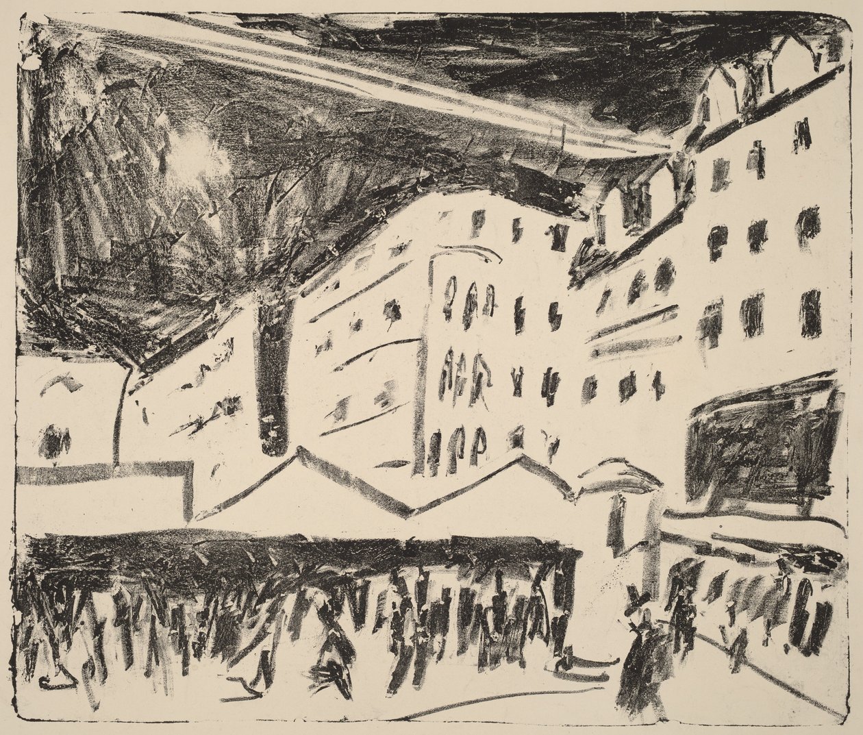 Altmarkt i Dresden med tivolimesse (Der Altmarkt in Dresden mit Jahrmarkt) av Ernst Ludwig Kirchner
