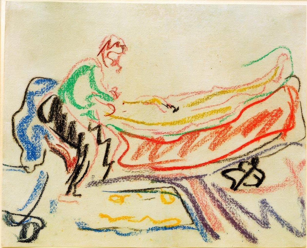 Par på kanapé (Erich Heckel og modell) av Ernst Ludwig Kirchner