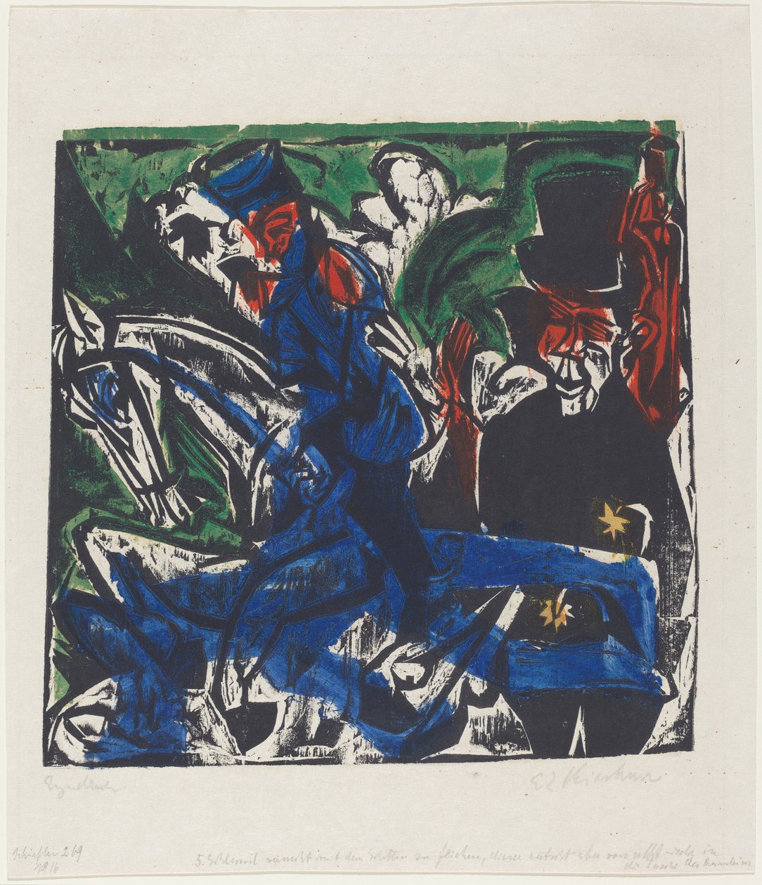 Peter Schlemihls fantastiske historie: Schlemihl møter den lille grå mannen på veien av Ernst Ludwig Kirchner