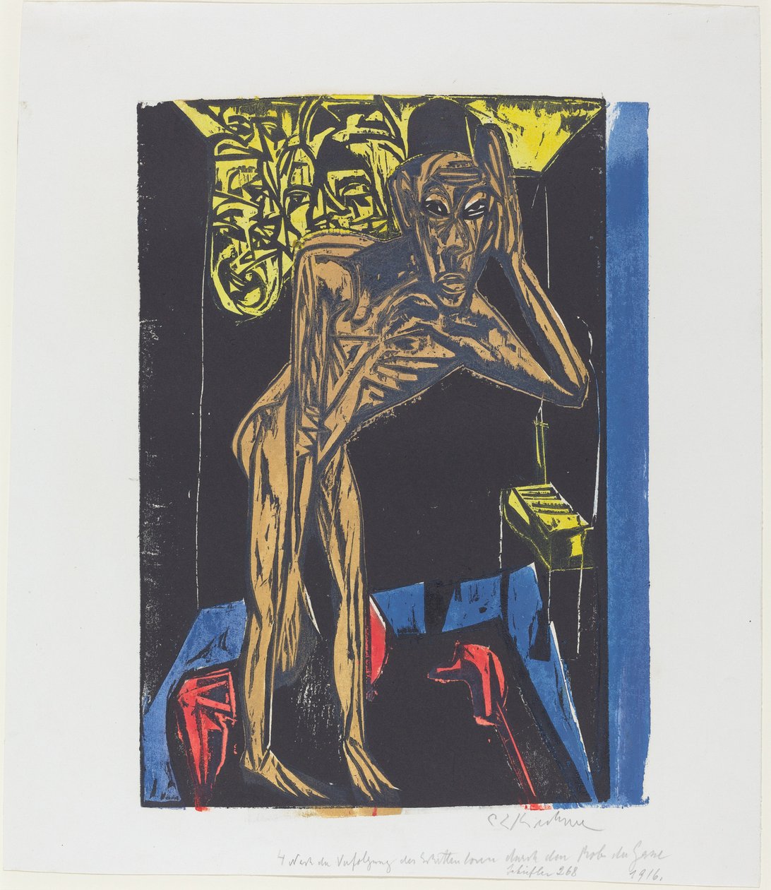 Peter Schlemihls fantastiske historie: Schlemihl i ensomheten på rommet hans av Ernst Ludwig Kirchner