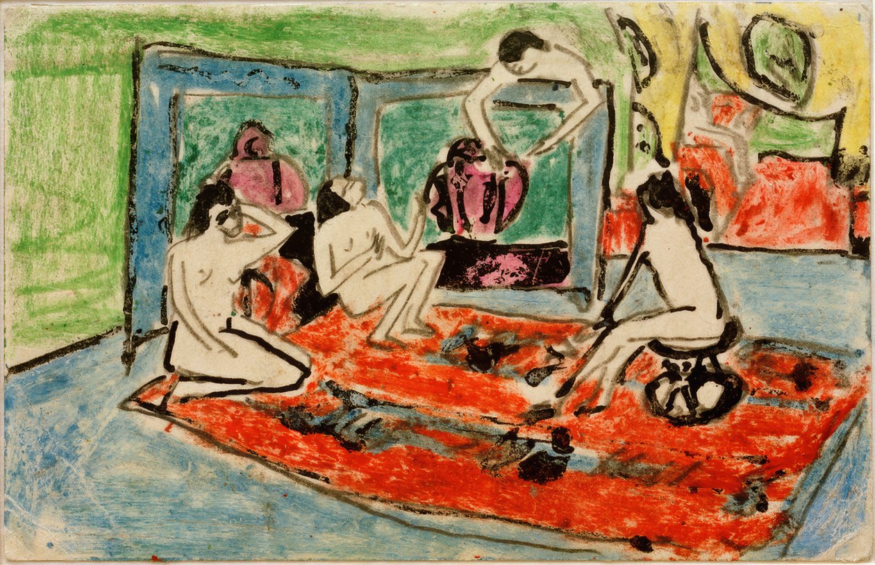 Postkort til Maschka Mueller fra 17. februar 1911 (fire kvinnelige nakenbilder i studio) av Ernst Ludwig Kirchner