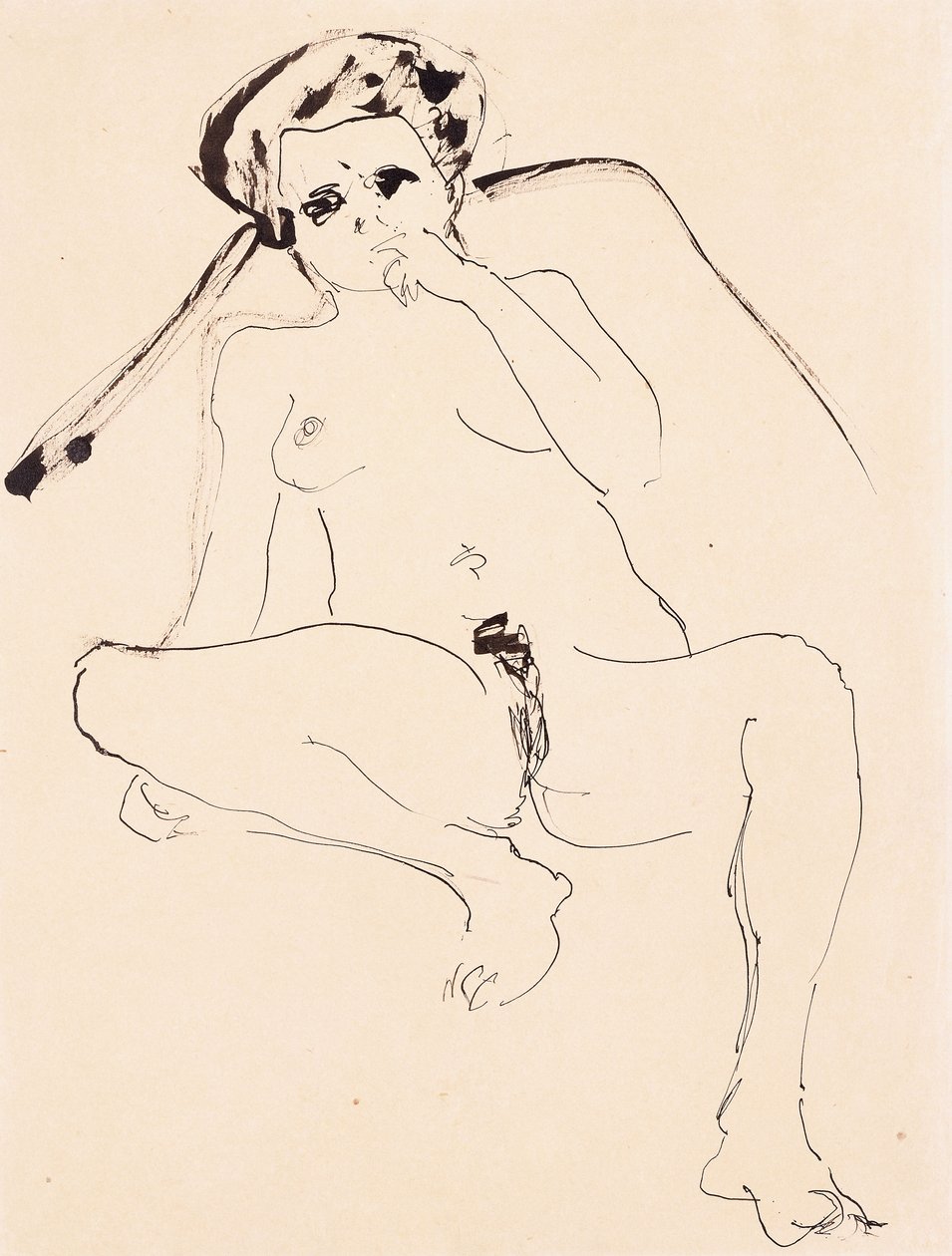 Liggende naken; Liggende naken, 1919 av Ernst Ludwig Kirchner