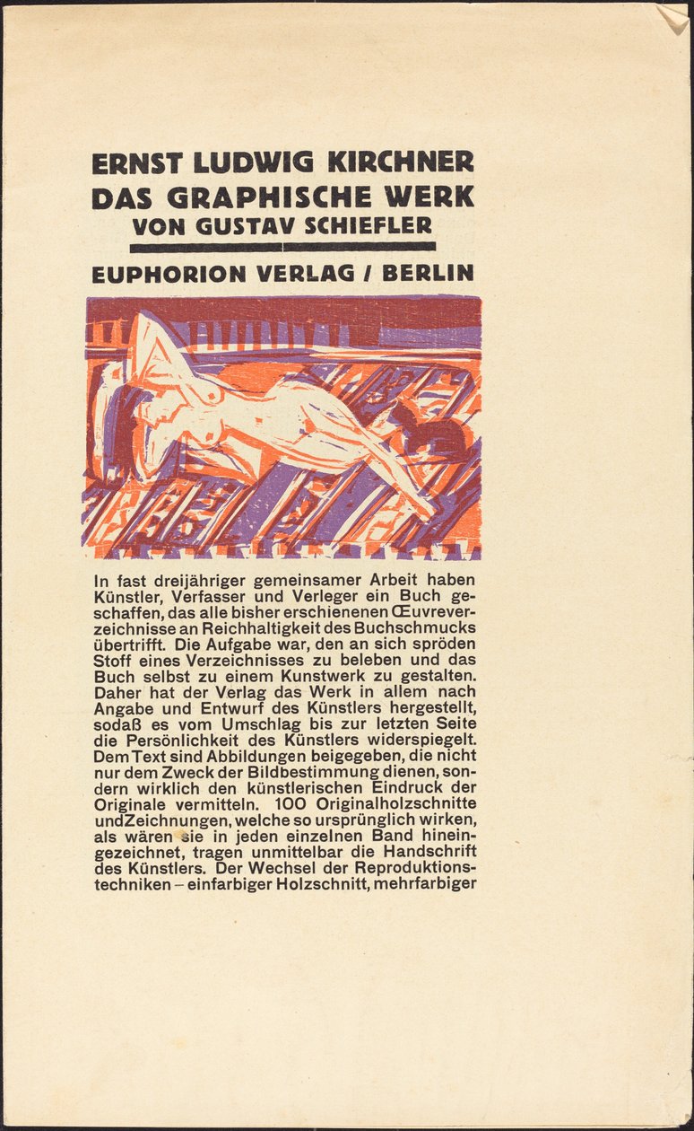 Liggende naken med katt av Ernst Ludwig Kirchner