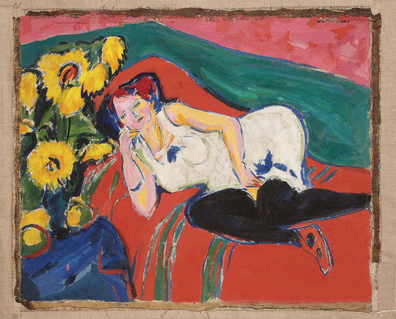 Liggende kvinne i hvit særk av Ernst Ludwig Kirchner