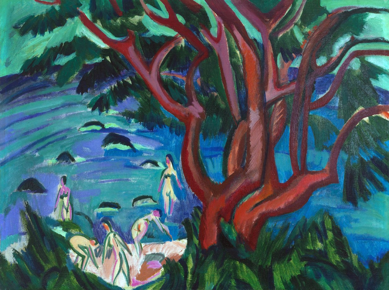 Rødt tre ved stranden, 1913. av Ernst Ludwig Kirchner