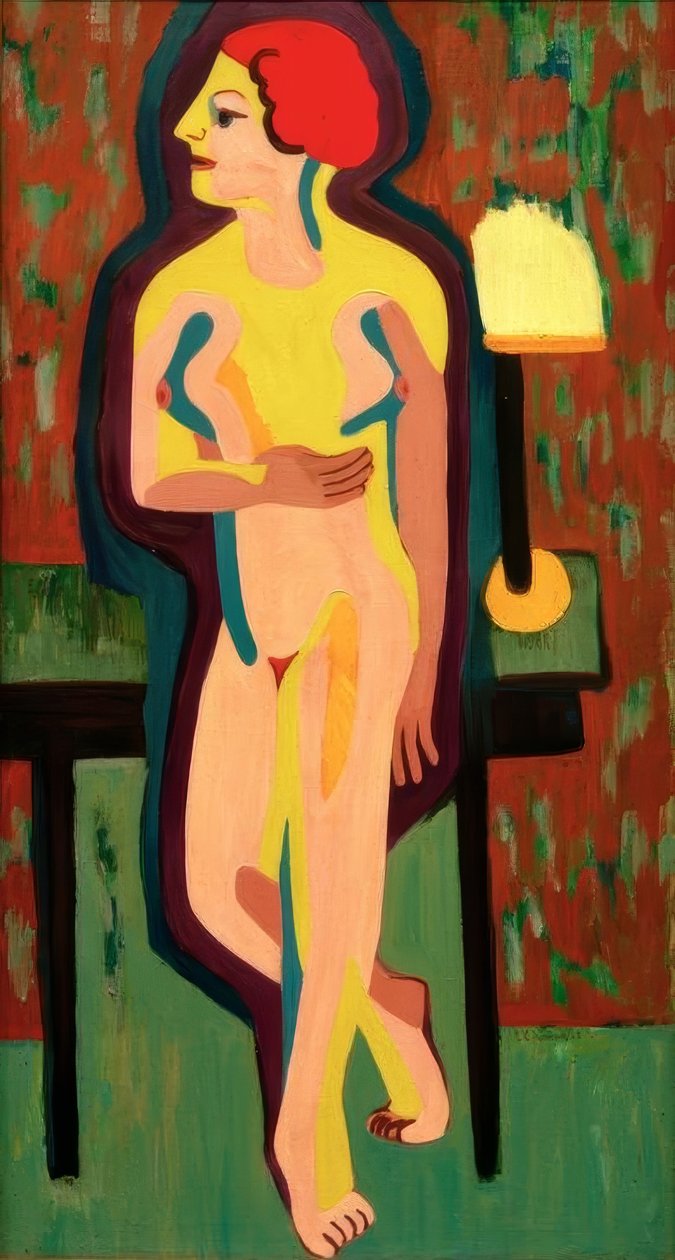 Rødhåret naken kvinne av Ernst Ludwig Kirchner