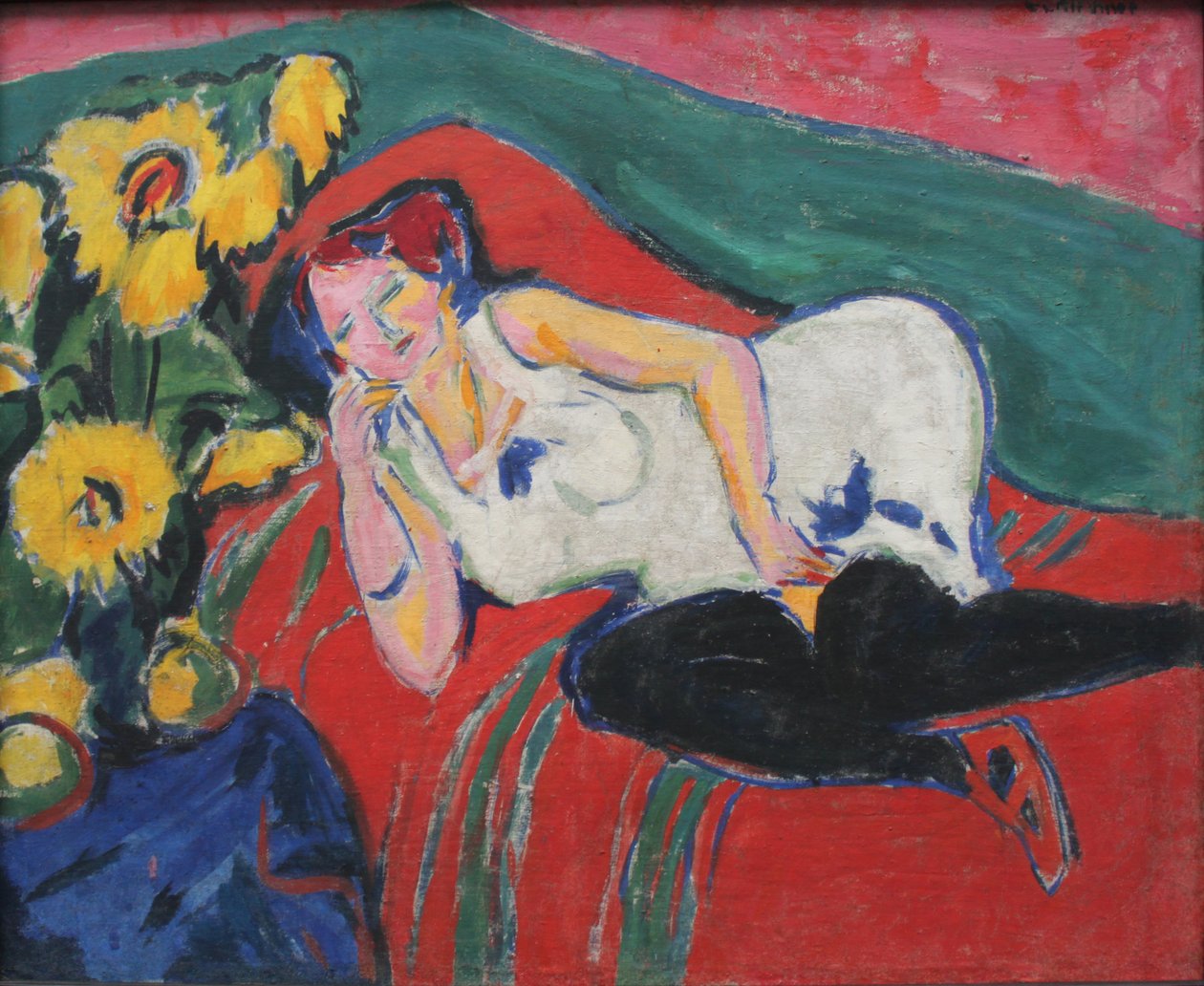 Hvile kvinne i hvit skjorte av Ernst Ludwig Kirchner