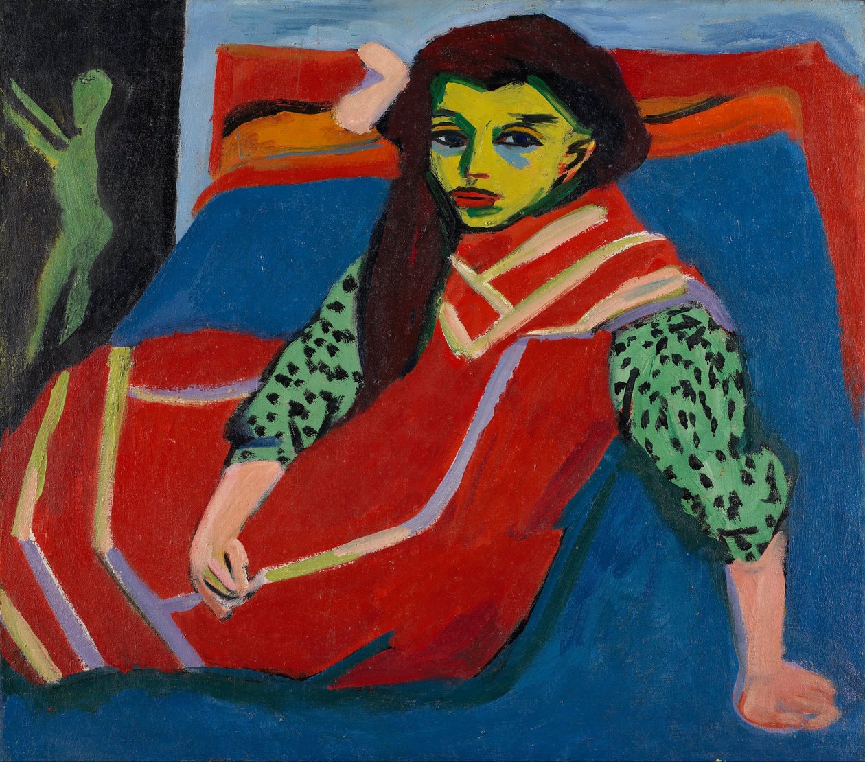 Sittende jente (Fränzi Fehrmann) av Ernst Ludwig Kirchner