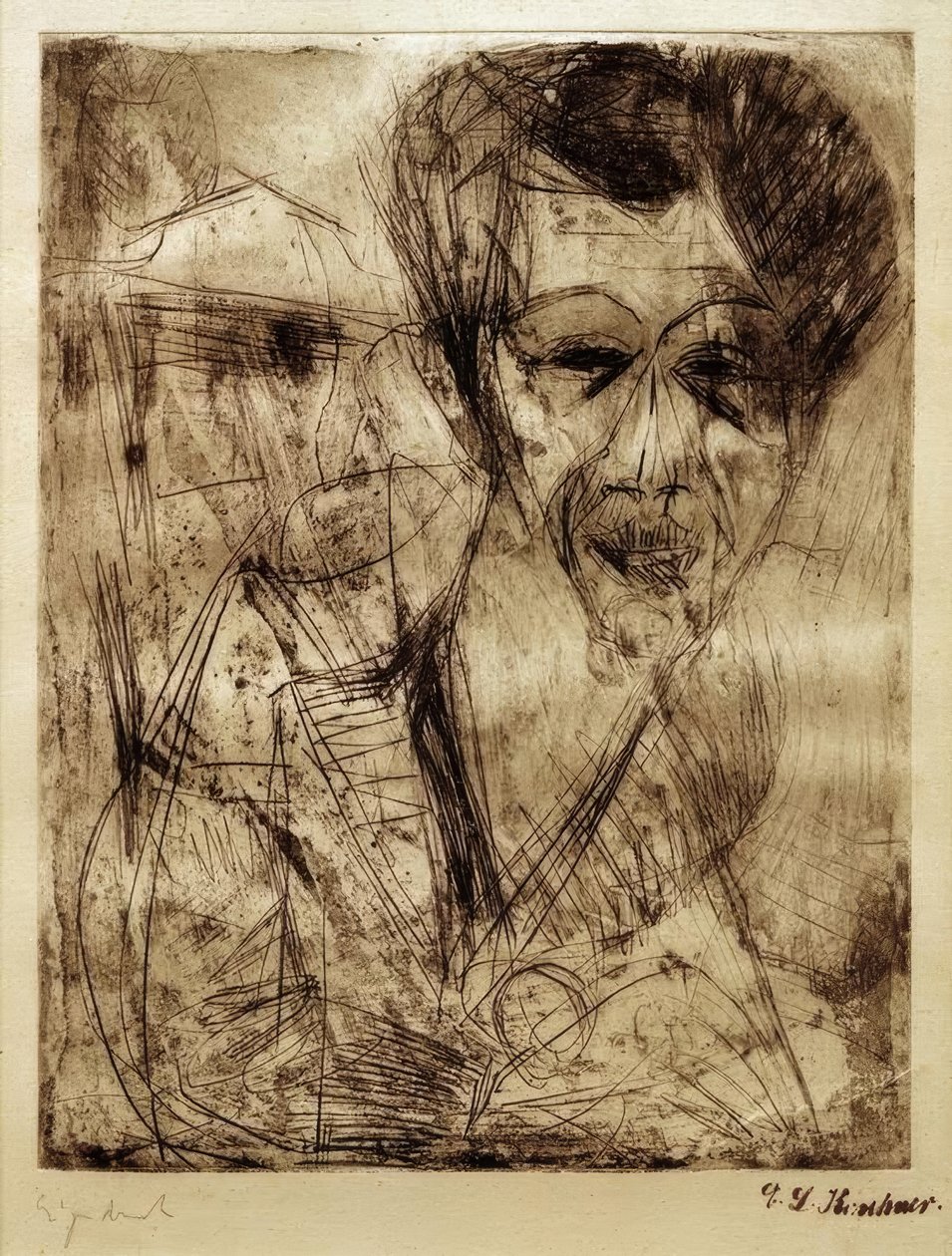 Selvportrett (tegning) av Ernst Ludwig Kirchner